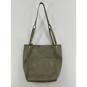 Olive Green Faux Leather Tote Style Purse